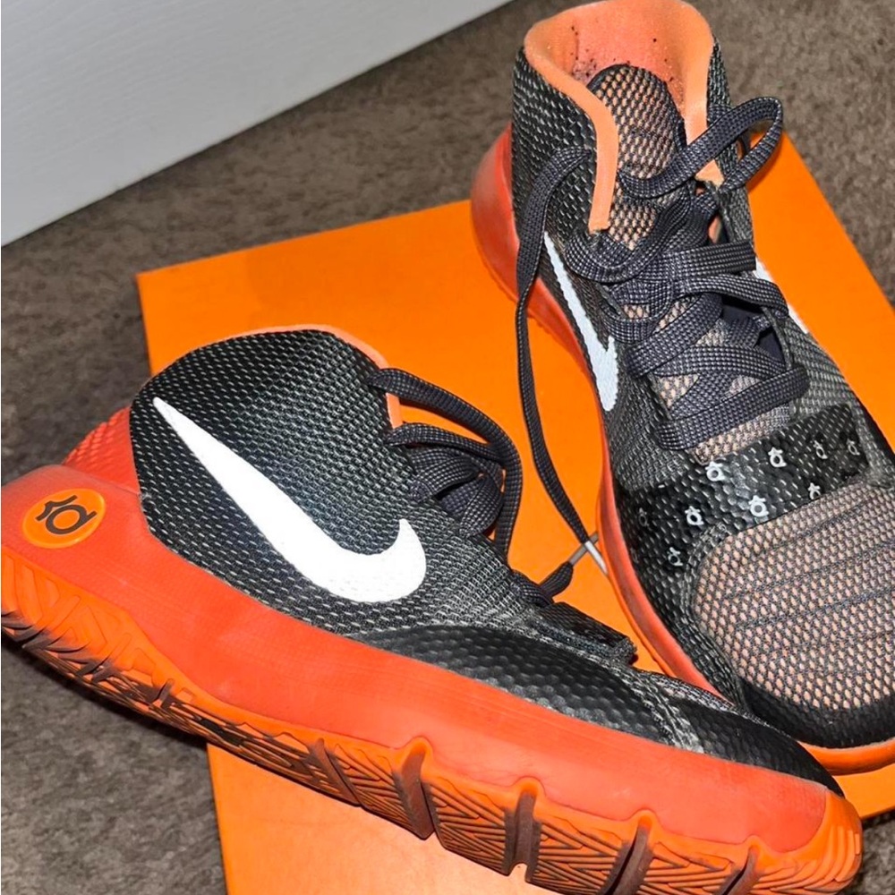 Nike black and orange basketball shoes #basketball #KDs
